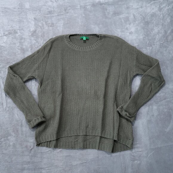 dip Sweaters - Dip Shirt Womens M Green Sweater Knit Crew Neck Pullover Sweatshirt Cotton